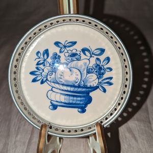 West Raven blue and white handmade Delftware wine coaster.